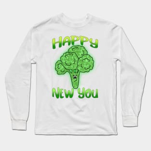 HAPPY New Year Healthy Funny Broccoli Long Sleeve T-Shirt